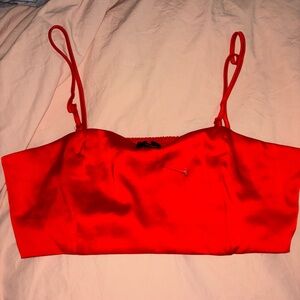 House of harlow red silk crop top